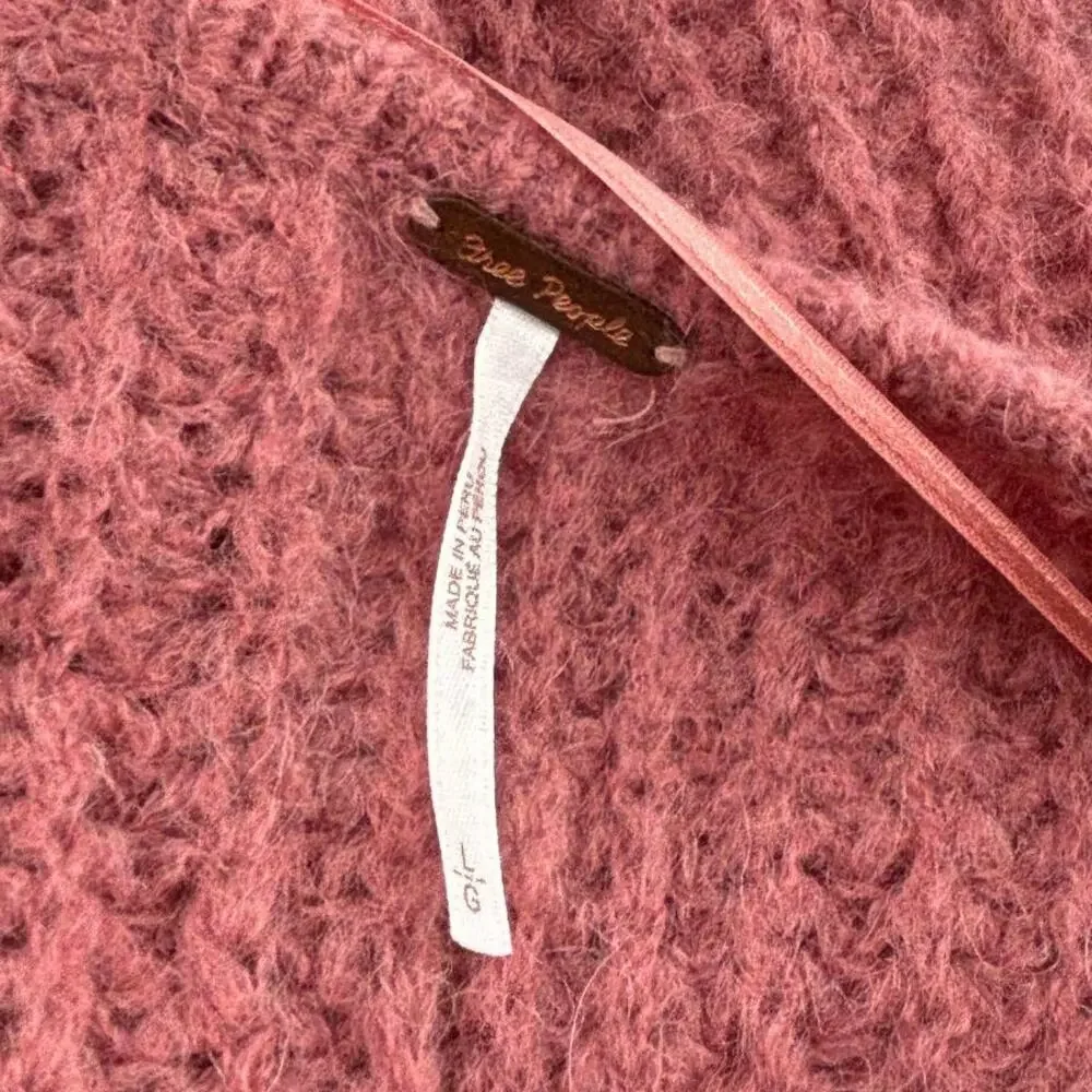 Free People Pink Rose Moonbeam V Neck Sweater